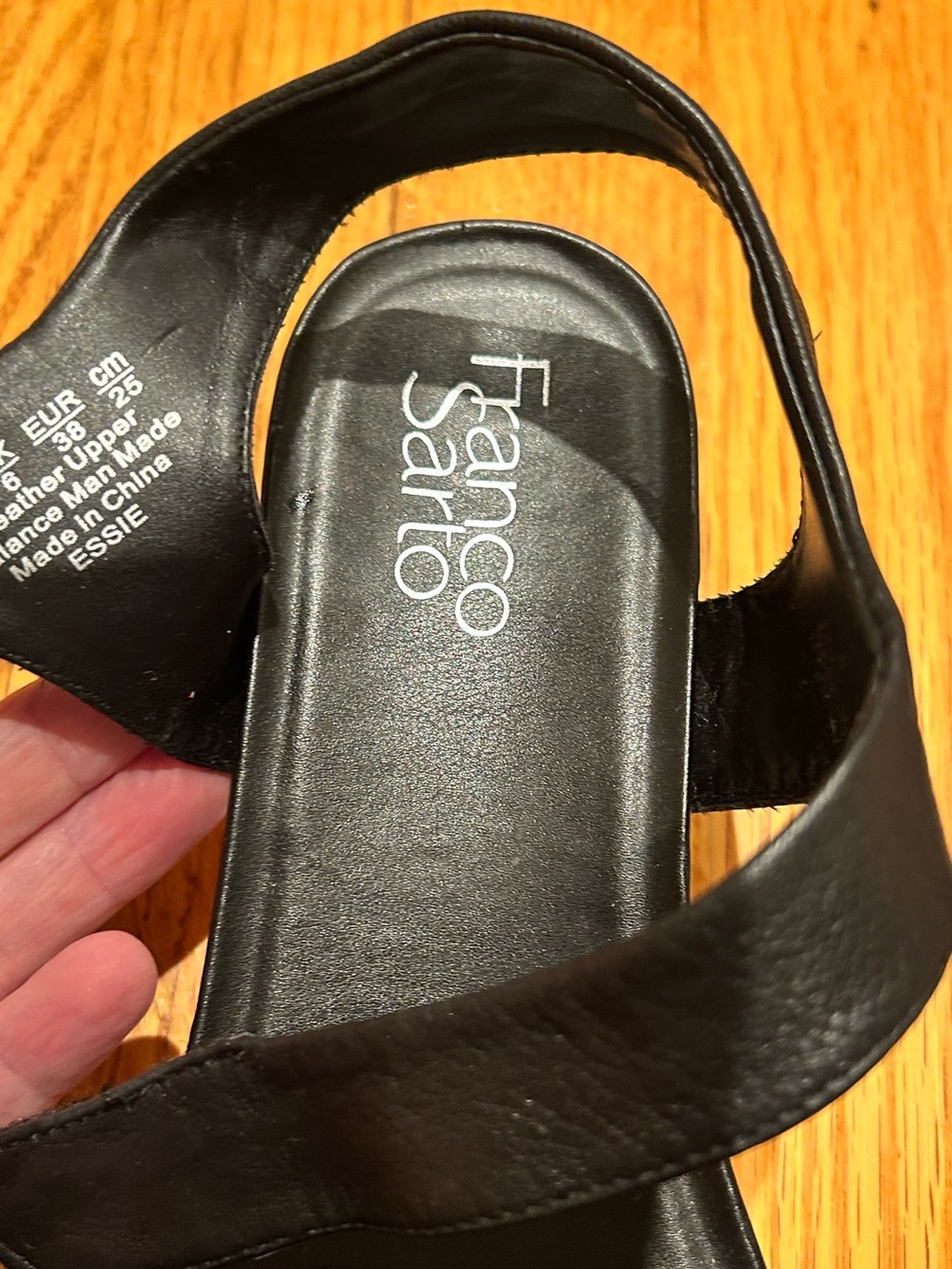 Franco Sarto Black Leather Slide Sandals